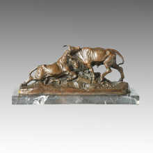 Животная бронзовая скульптура Крупный рогатый скот Резьба Деко-латунная статуя Тпал-150